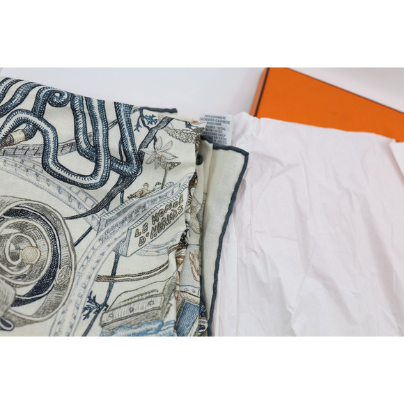 J5 NWoT HERMES Le Monde d'Hermes Cashmere Silk Shawl Scarf Stole 140 - Picture 6 of 6